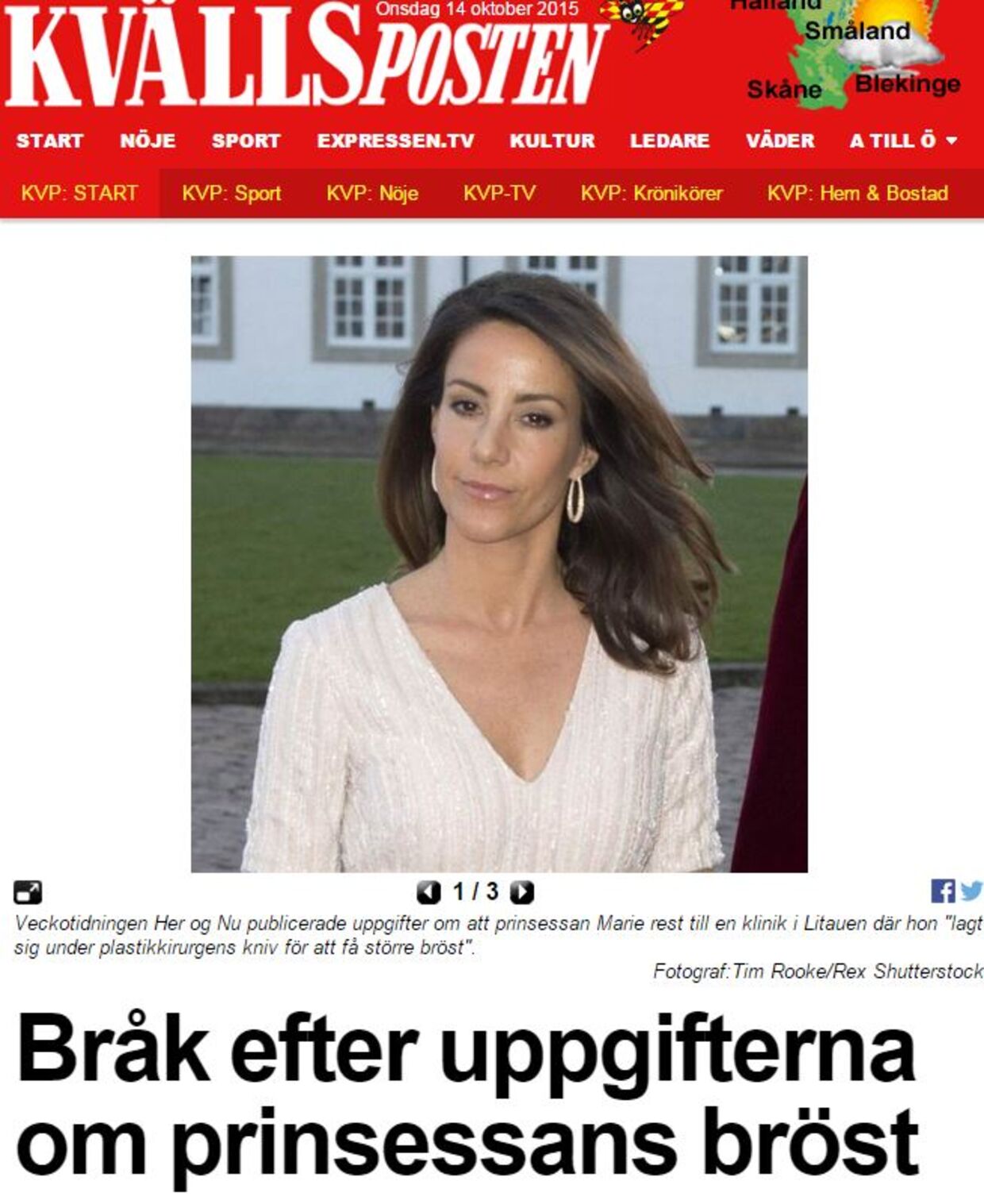Nyheden om at prinsesse Marie ikke har fået lavet bryster, er også nået til Sverige.
