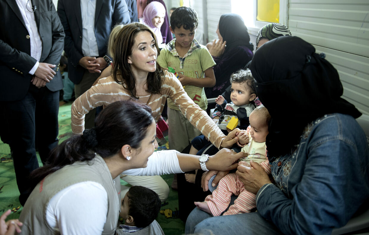 Danish Crown Princess Mary and Minister for Development and Cooperation Christian Friis-back visits Za'atar Refugee Camp in Jordan Wednesday 22 August 2013 Photo: Keld Navntoft / Scanpix 2013