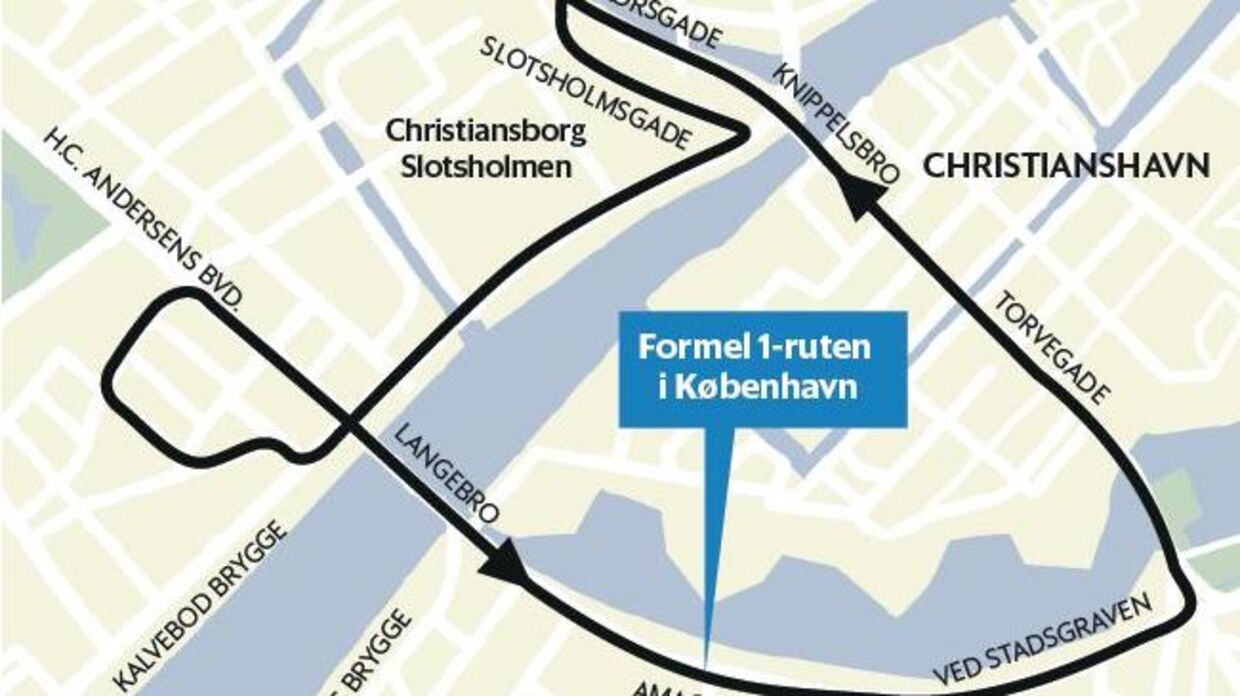Formel 1-ruten gennem København.