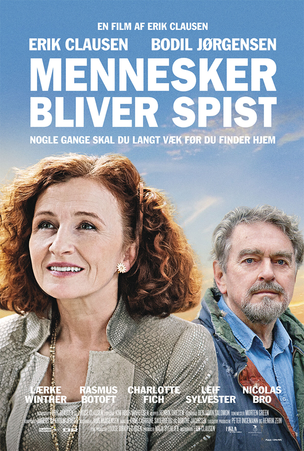 Her plakaten til 'Mennesker bliver spist', der har Erik Clausen og Bodil Jørgensen i hovedrollerne.