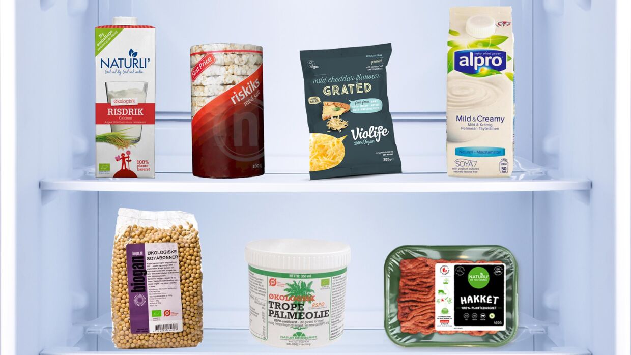 Længere nede i artiklen kan du klikke dig rundt i køleskabet og se, hvilke veganske produket man skal holde ekstra øje med grundet tilsætningsstoffer.
