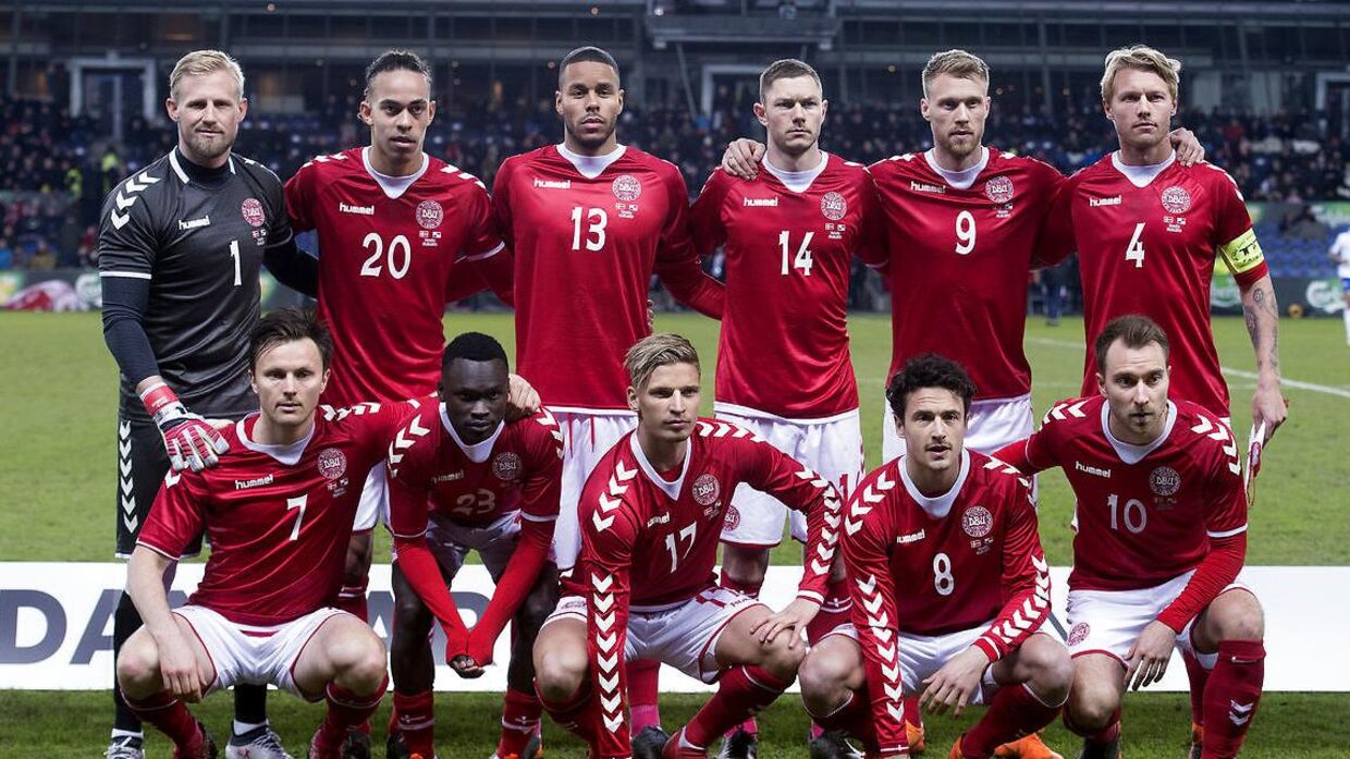 Danmark før venskabskampen mellem Danmark-Panama på Brøndby Stadion torsdag den 22 marts 2018. (Foto: Liselotte Sabroe/Scanpix 2018)