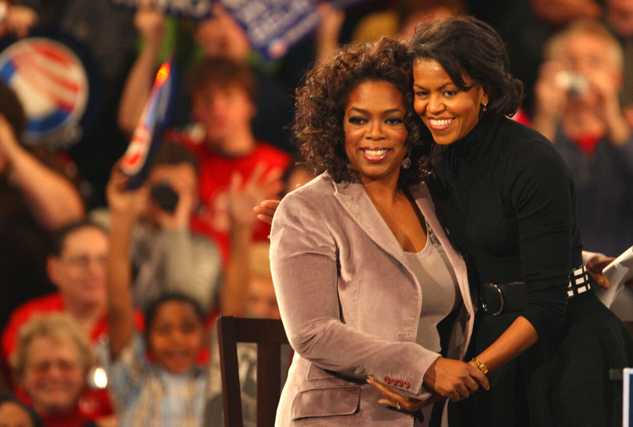 USA's to dronninger Oprah Winfrey og Michelle Obama mødes i København.