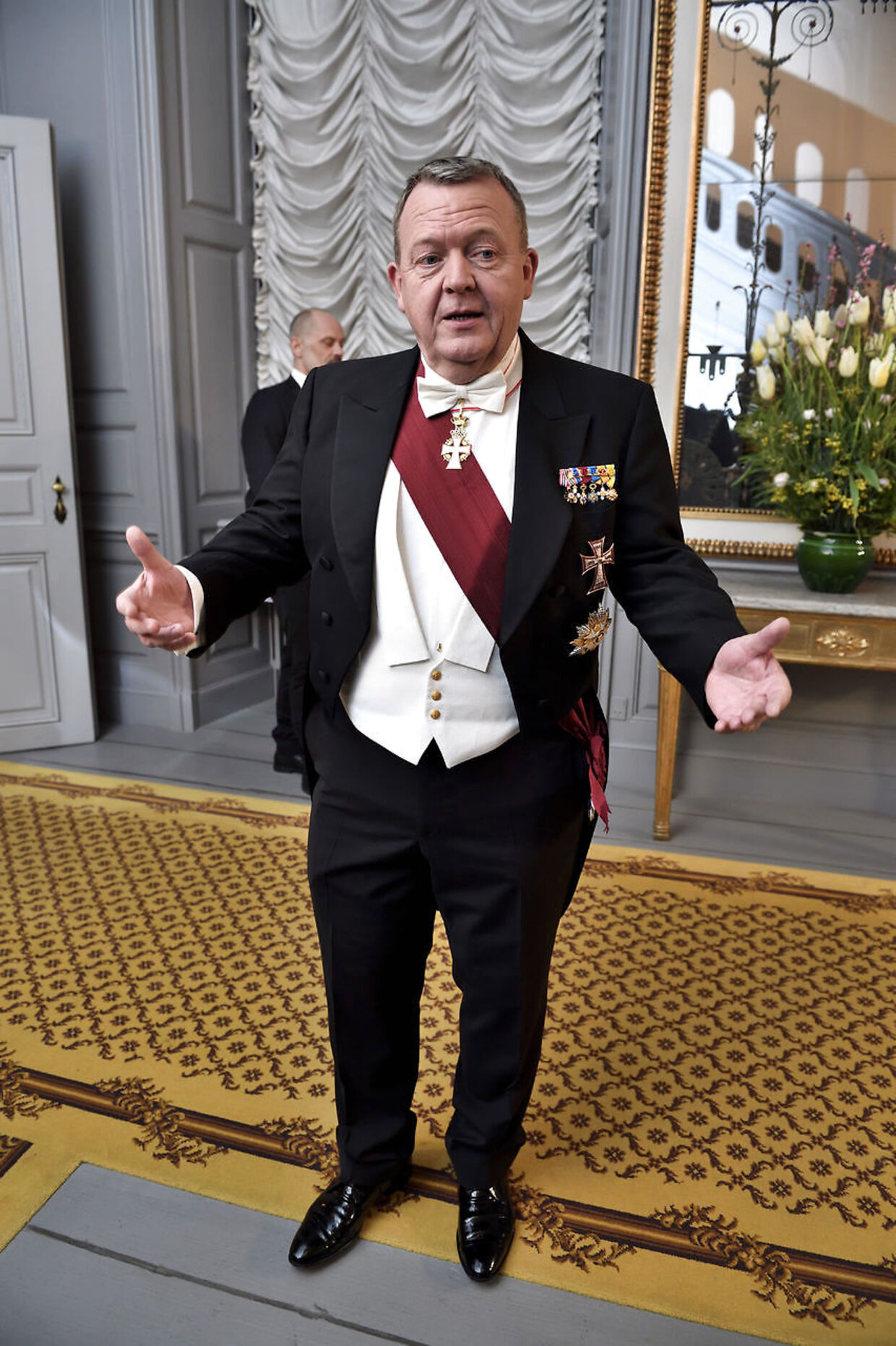 Statsminister Lars løkke Rasmussen var i kjole og hvidt, ligesom de fleste andre var ved årets nytårstaffel.