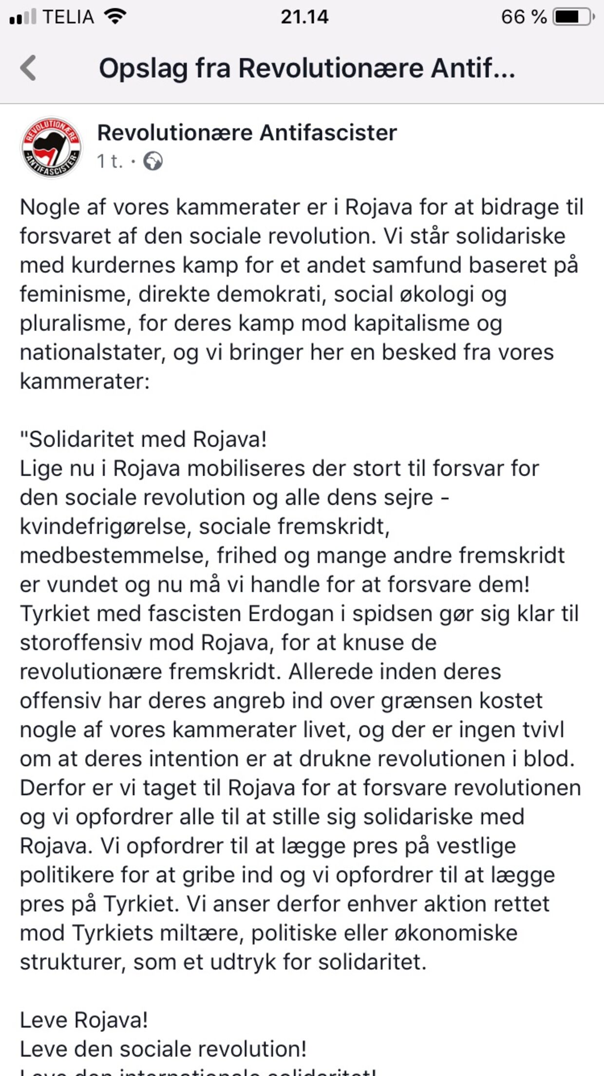 Revolutionære Antifacister har lagt dette opslag på Facebook. Det beskriver, hvordan tre danskere er taget til Rojava for at kæmpe for kurderne.