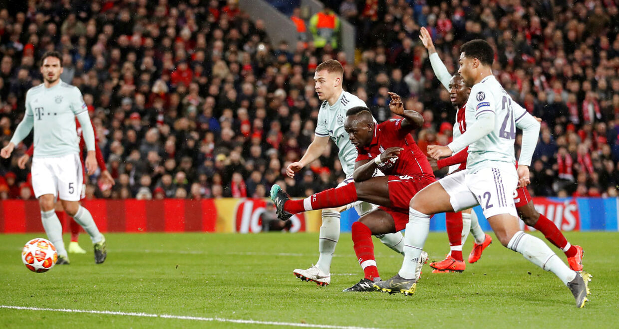 Soccer Football - Champions League - Round of 16 First Leg - Liverpool v Bayern Munich - Anfield, Liverpool, Britain - February 19, 2019 Liverpool's Sadio Mane shoots at goal Action Images via Reuters/Carl Recine