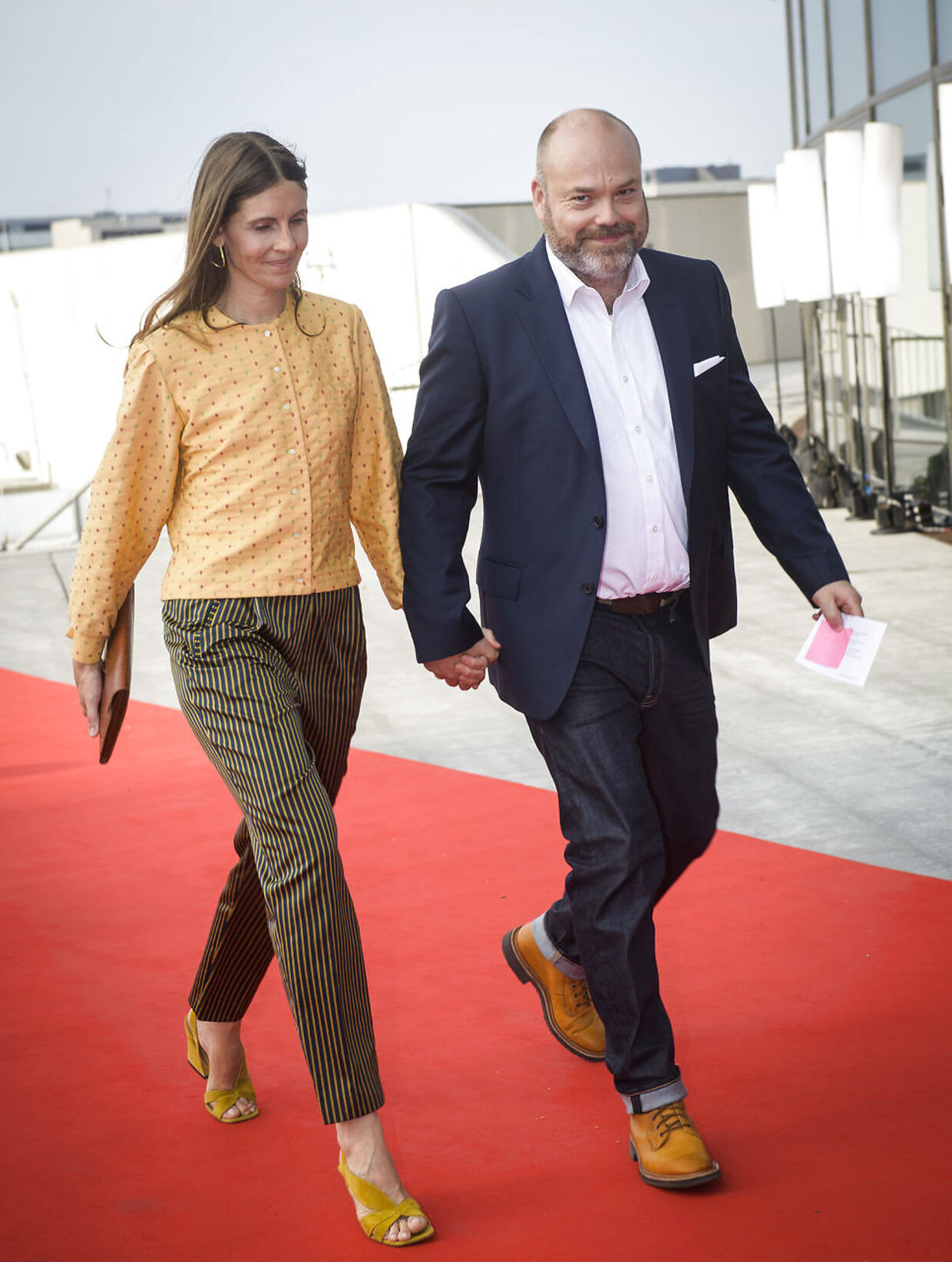 Anders Holch Povlsen og hustru Anne Holch Povlsen ankommer til Kronprins Frederiks 50 års fødselsdag i Royal Arena i København.