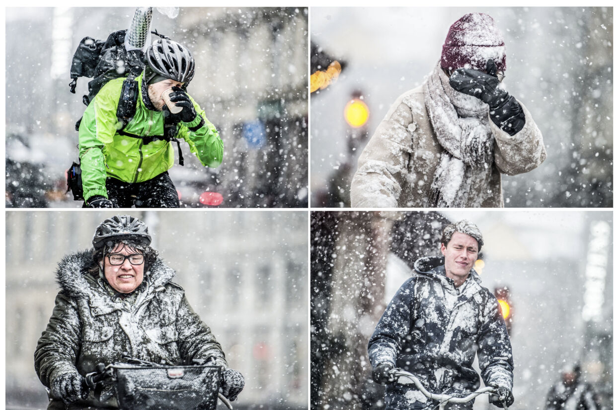 Da kalenderen sidste år viste mandag den 21. januar 2019, faldt sneen over København (Kongens Nytorv på billedet). Denne vinter ser ikke ud til at blive snehvid, men derimod regnvejrsgrå og mild. Januar 2020 slår varmerekord med en gennemsnitstemperaturen på 5,5 grader, oplyser DMI lørdag. (Arkivfoto) Mads Claus Rasmussen/Ritzau Scanpix