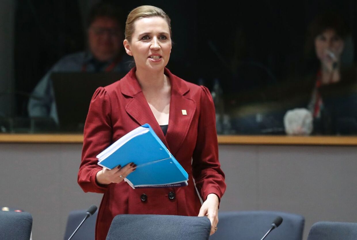 Denmark's Prime Minister Mette Frederiksen attends a special European Council summit in Brussels on February 20, 2020, held to discuss the next long-term budget of the European Union (EU). (Photo by Ludovic Marin / AFP)