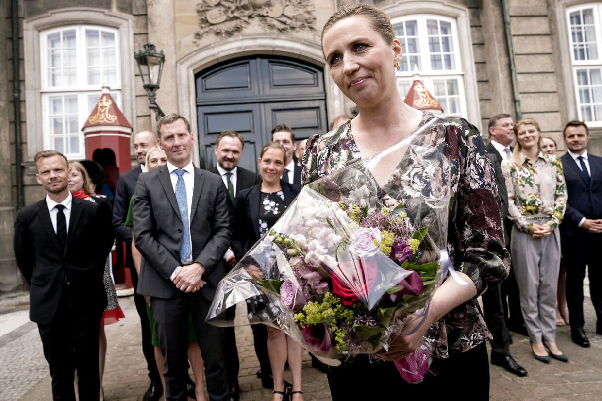 Mette Frederiksen præsenterer torsdag d 27.06.2019 sin socialdemokratiske mindretalsregering på Amalienborg i København.