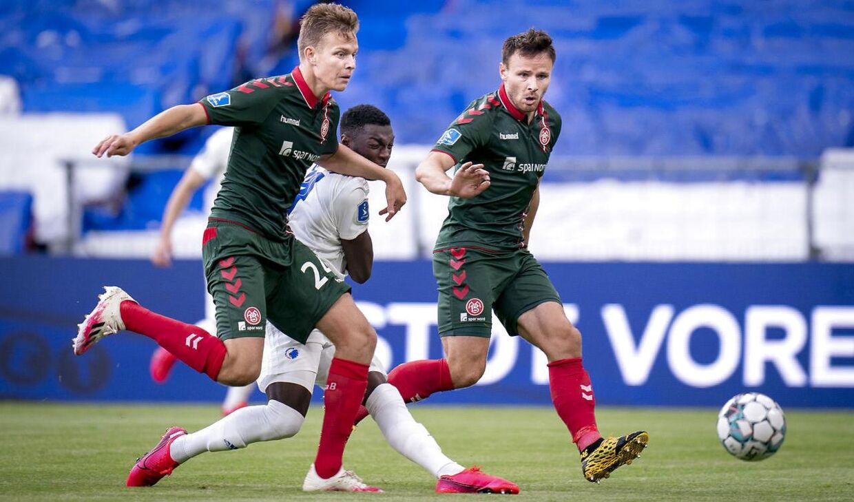 FCK's Mohamed Daramy scorer til 1-0 under superligakampen mellem FCK og AaB i Telia Parken onsdag den 17. juni 2020.