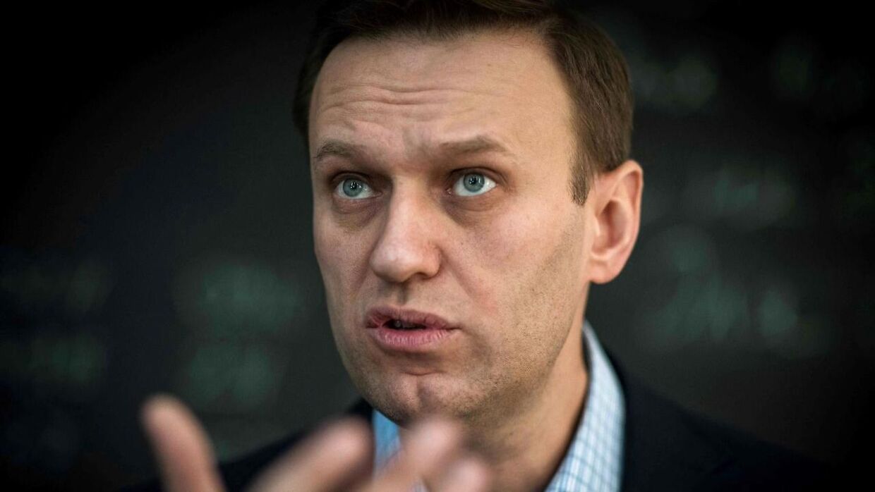 Aleksej Navalnyj taler under et interview om hans anti-korruptionsforening. 