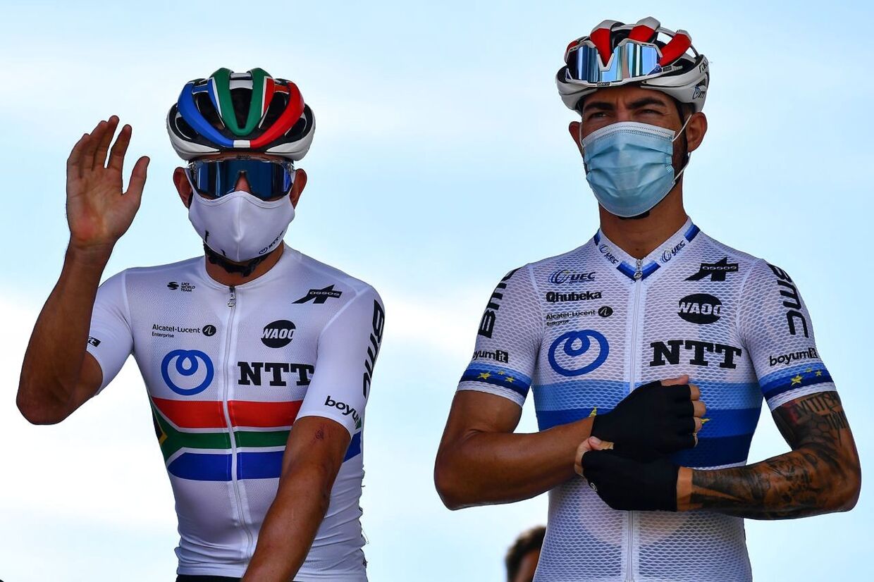 Giacomo Nizzolo (th.) er den eneste, der har leveret topresultater hos NTT Pro Cycling den seneste tid.