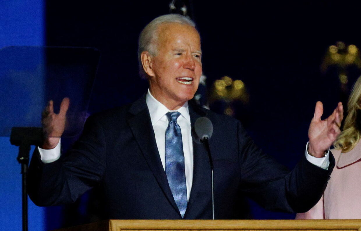 Joe Biden talte til sine tilhængere på valgnatten. 