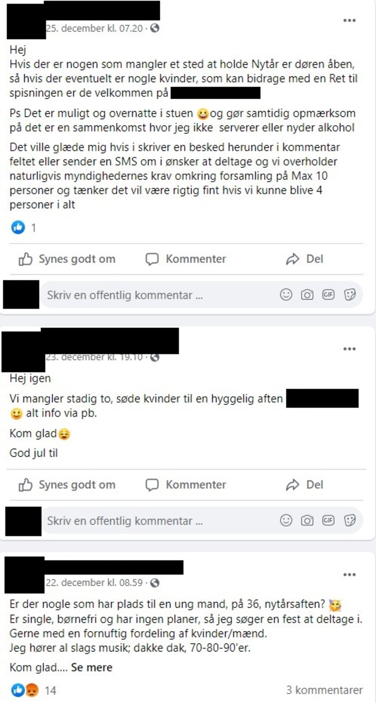 tyktflydende ret Korn Nytårsaftener med fremmede bliver planlagt på Facebook: 'Det er da ikke  mig, der skal beskytte de ældre' | BT Samfund - www.bt.dk