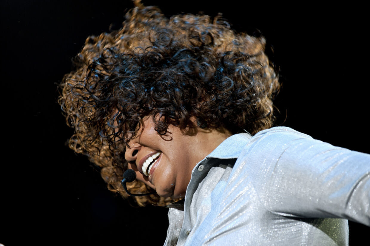 Whitney Houston under koncerten i Forum i KÃ¸behavn 3. juni 2010. 