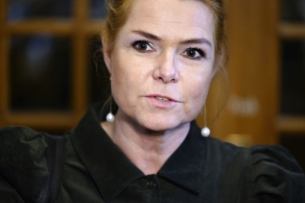 Inger Støjberg (V) taler med pressen efter Folketinget har drøftet rigsretstiltale mod hende i Folketingssalen på Christiansborg i København torsdag den 28. januar 2021.. (Foto: Philip Davali/Ritzau Scanpix)