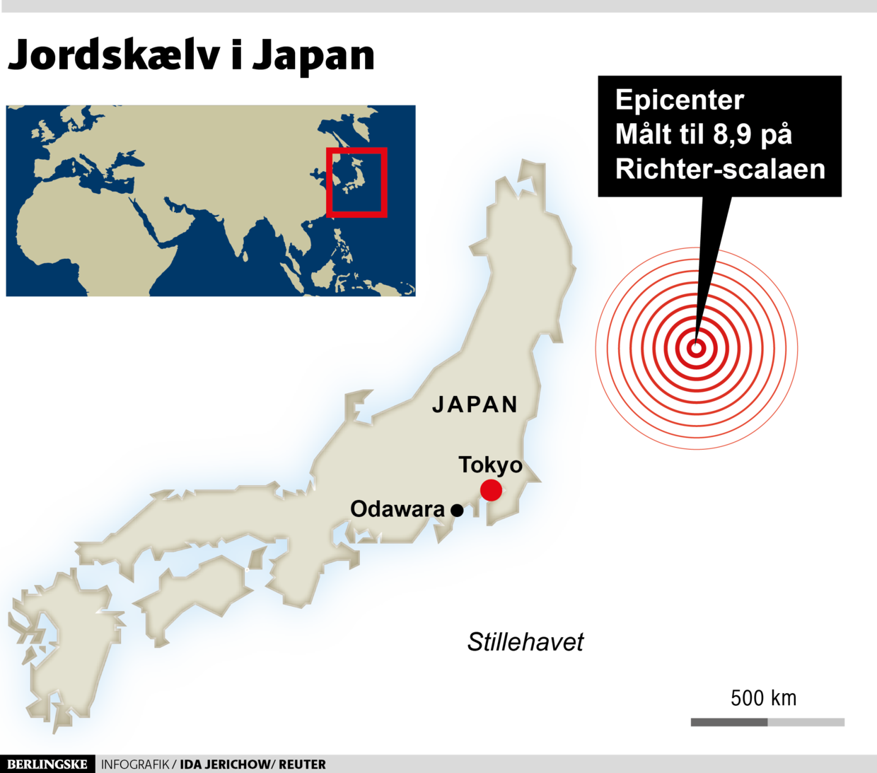 Grafikken viser, hvor jordskælvet havde sit centrum.