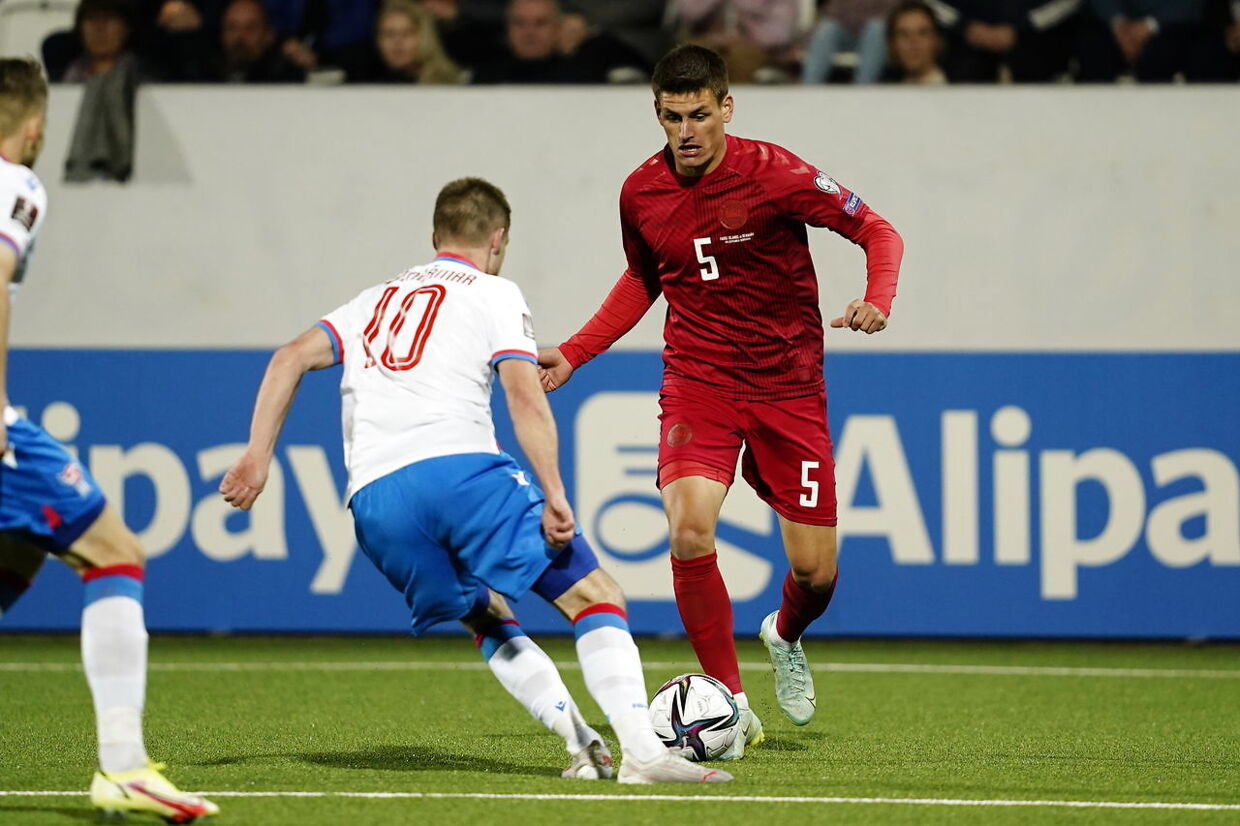 under VM-kvalifikationskampen mellem Færøerne og Danmark på Tórsvøllur stadion i Torshavn, lørdag den 4. september 2021.