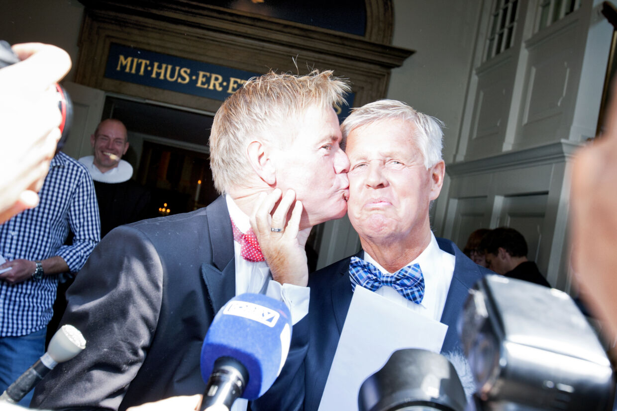 Stig Elling (th.) og Steen Andersen på bryllupsdagen