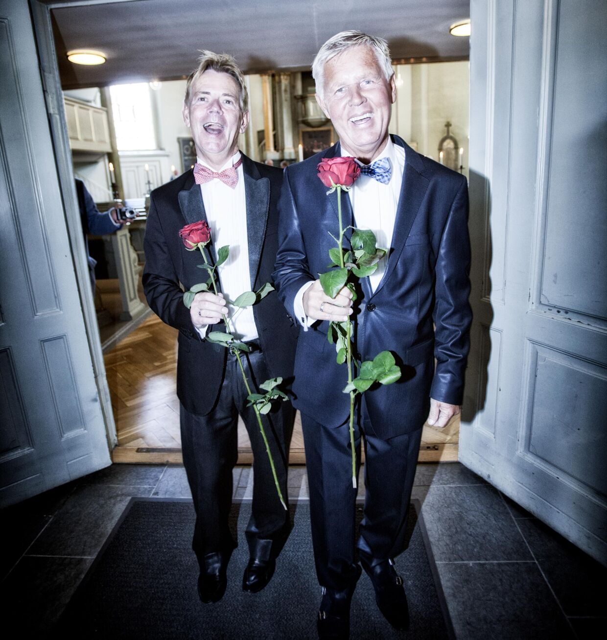 Stig Elling (th.) og Steen Andersen på bryllupsdagen