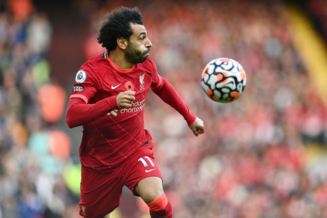 Liverpool-angriberen Mohamed Salah lagde flot op til det første mål i Premier League-kampen kampen hjemme mod Brighton. Liverpool kom også foran 2-0, men endte med at spille 2-2. Paul Ellis/Ritzau Scanpix