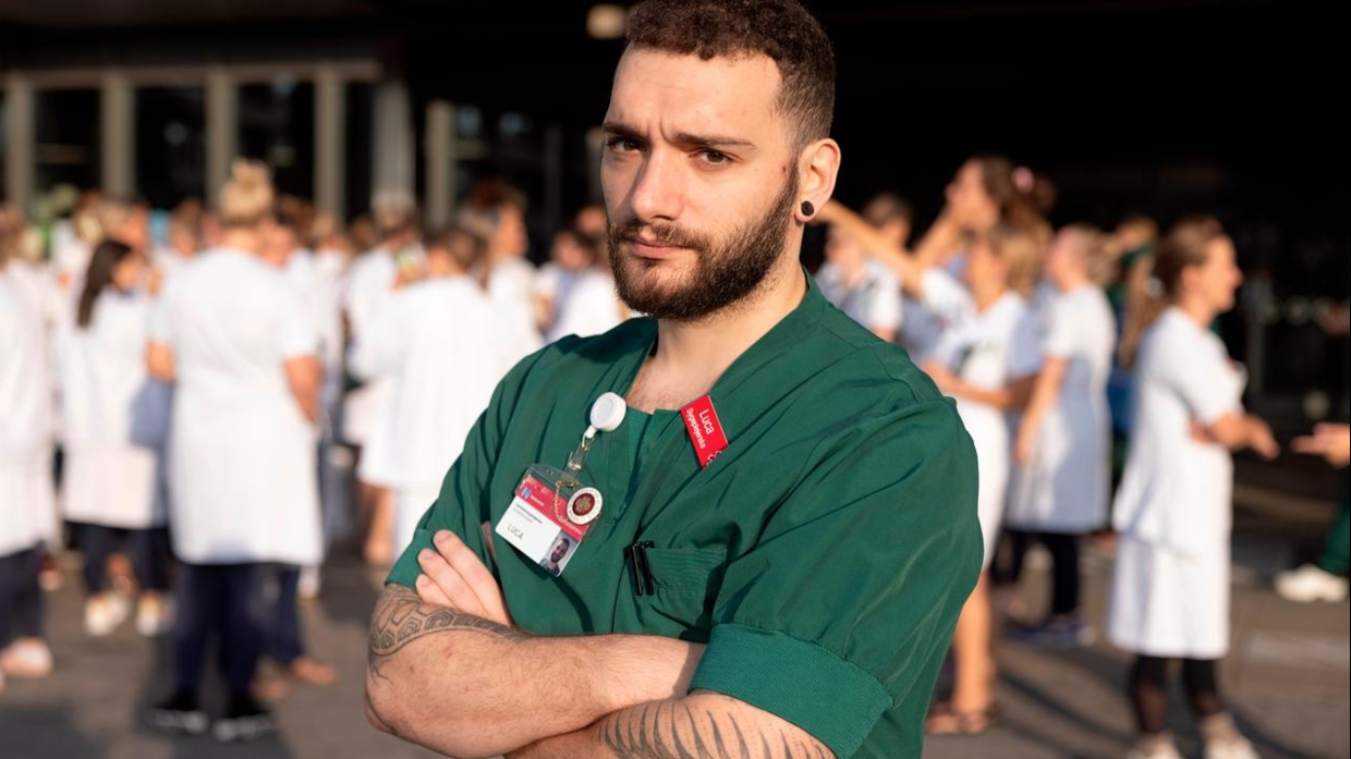 Luca Pristed er sygeplejerske og derudover også talsmand for Den Nationale Gruppe for Arbejdsnedlæggelser.