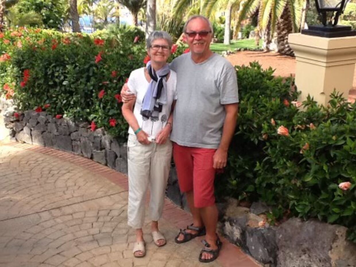 Poul-Erik Damgaard og Anne-Marie fotograferet sammen, et halvt år inden Anne-Marie mistede livet til ALS. (Privatfoto)