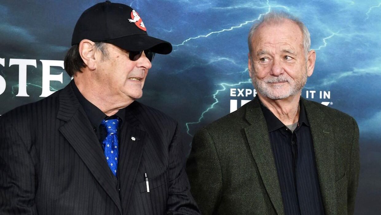 Dan Aykroyd (venstre) ses her med skuespilleren Bill Murray til premieren på den nye 'Ghostbusters'-film. 