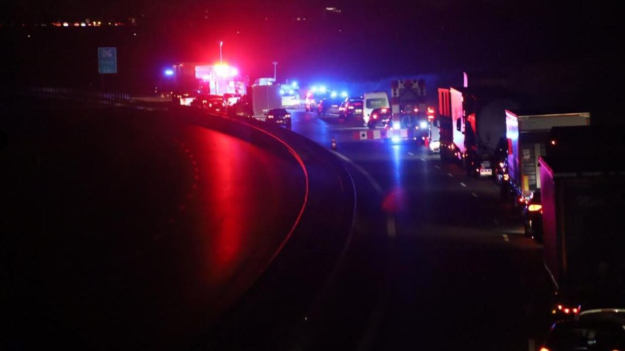 Endnu et uheld skaber kø på Rute 13, 18 Midtjyske Motorvej ved Lindved. Foto: Presse-fotos.dk