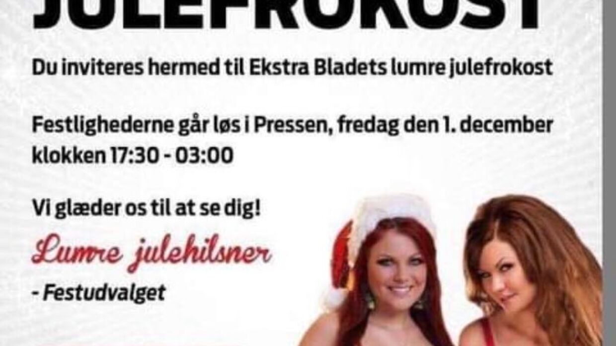 Invitationen som er blevet sendt til Berlingske som et eksempel på sexistisk omgangsform på Ekstra Bladet.