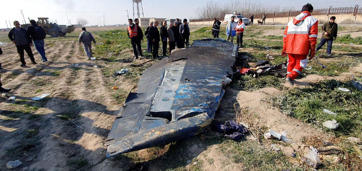 En del af skroget på flyet PS752, et Boeing 737-800-fly, som blev skudt ned i Iran 8. januar 2020.