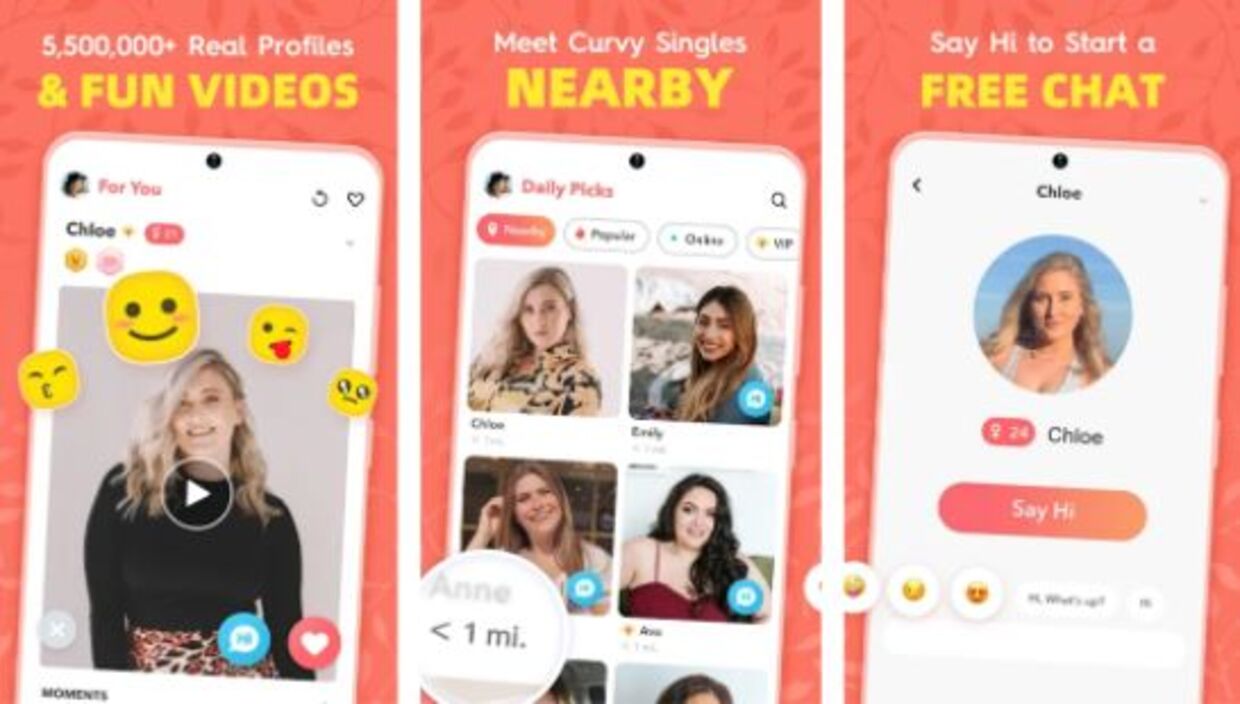 WooPlus præsenterer sig som en datingapp, hvor man kan møde kurvede singler og lave sjove videoer, eksempelvis emojiudfordringen, der ses på billedet, og som Zayn Malik lavede.