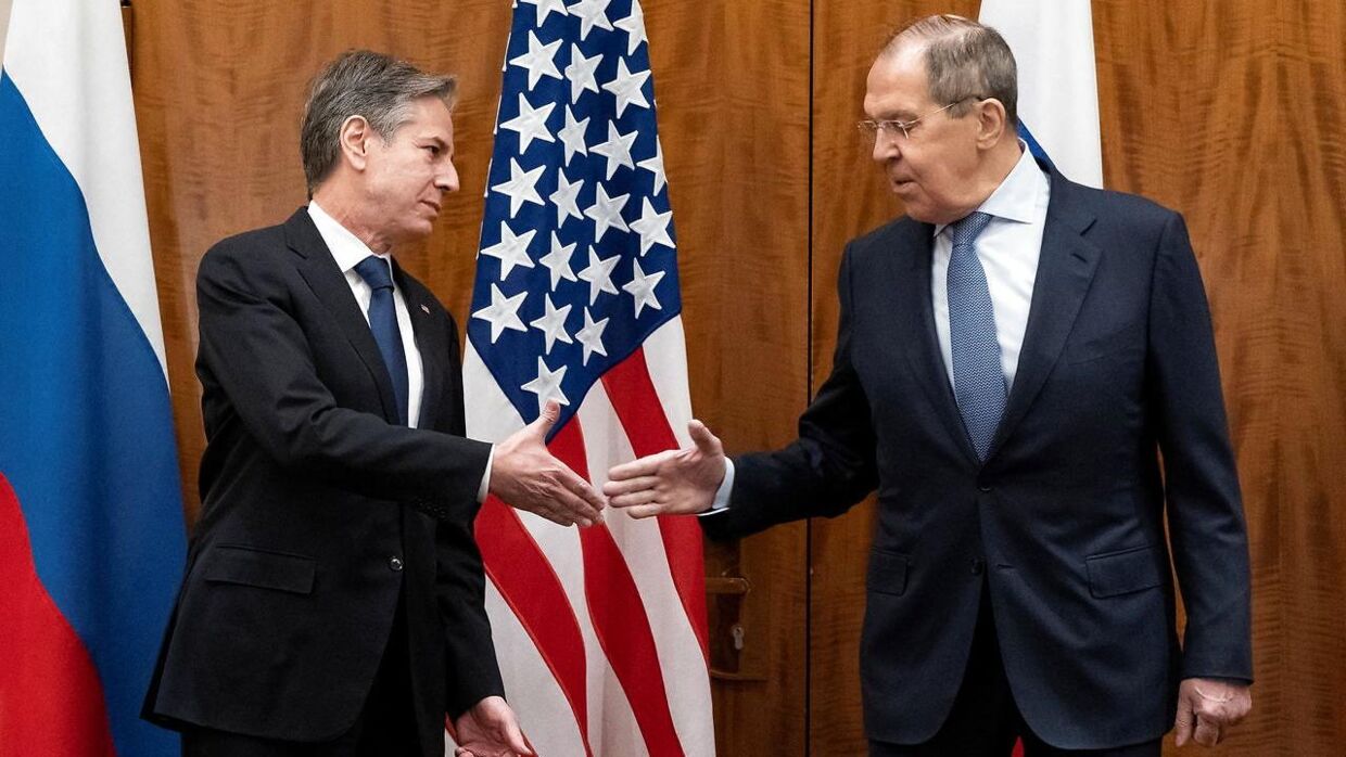 Antony Blinken og Sergei Lavrov kort før deres møde. 
