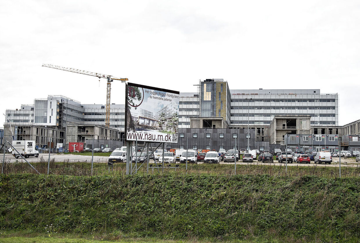 Byggeriet af det nye "supersygehus" i Nordjylland, nyt Aalborg Universitetshospital, ses her mandag 16. oktober 2018. Sygehuset bygges i Aalborg Øst ved Hadund Landevej og bliver på 170.000 m2.