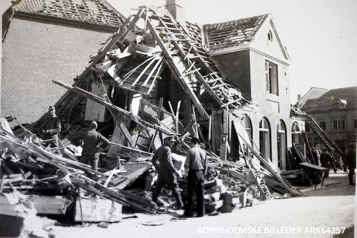 Billedet fra Nexø efter russernes bombardement i 1945. (Foto: Bornholms Museum)
