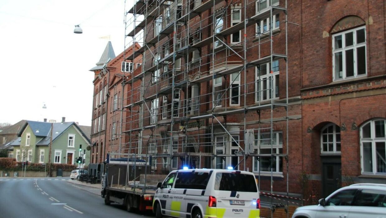 Arbejdsulykken skete i Læssøegade i Odense for næsten to uger siden. Foto: Presse-fotos.dk