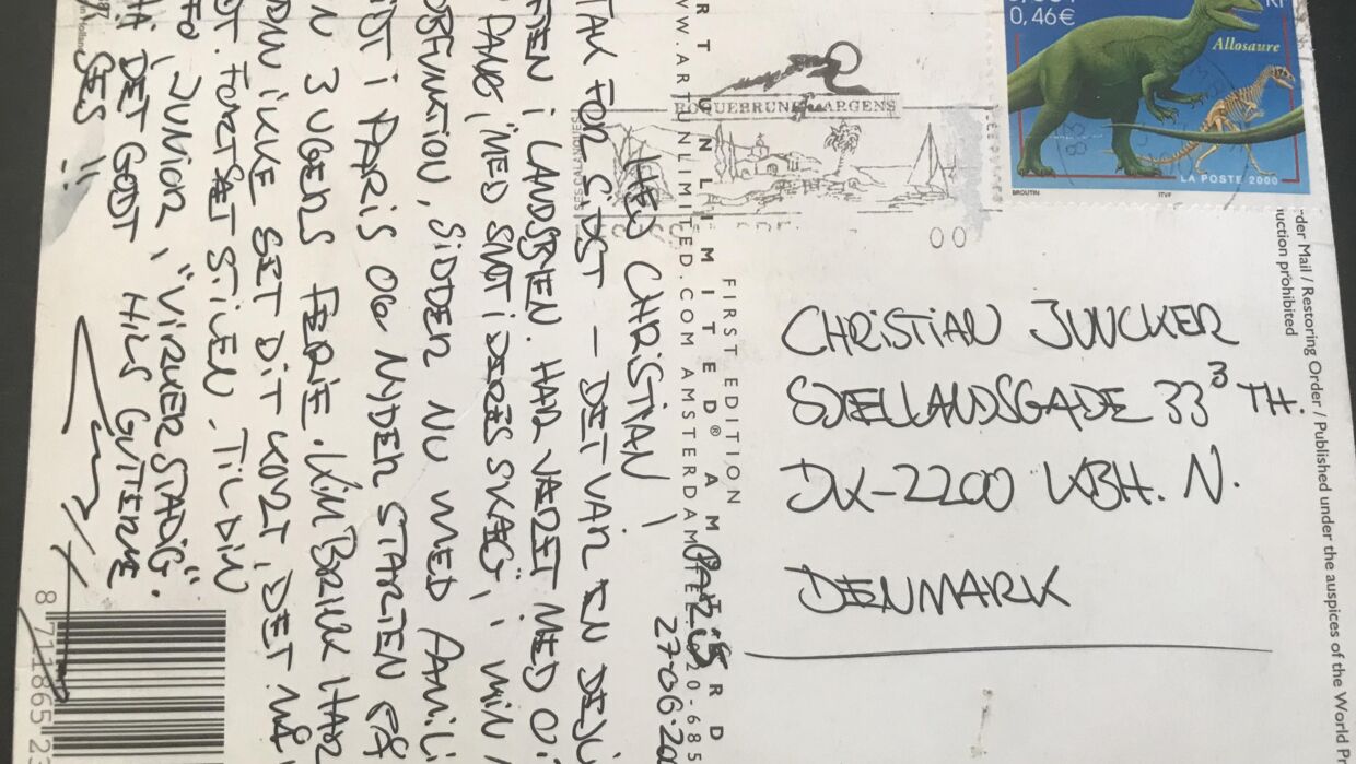 Christian Juncker fik et sommerpostkort fra Lars Høgh i 2000.