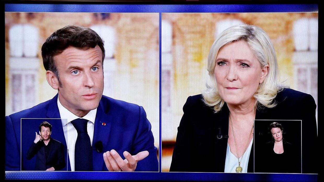 Emmanuel Macron i heftig debat onsdag aften med modkandidaten til den franske præsidentpost Marine Le Pen.