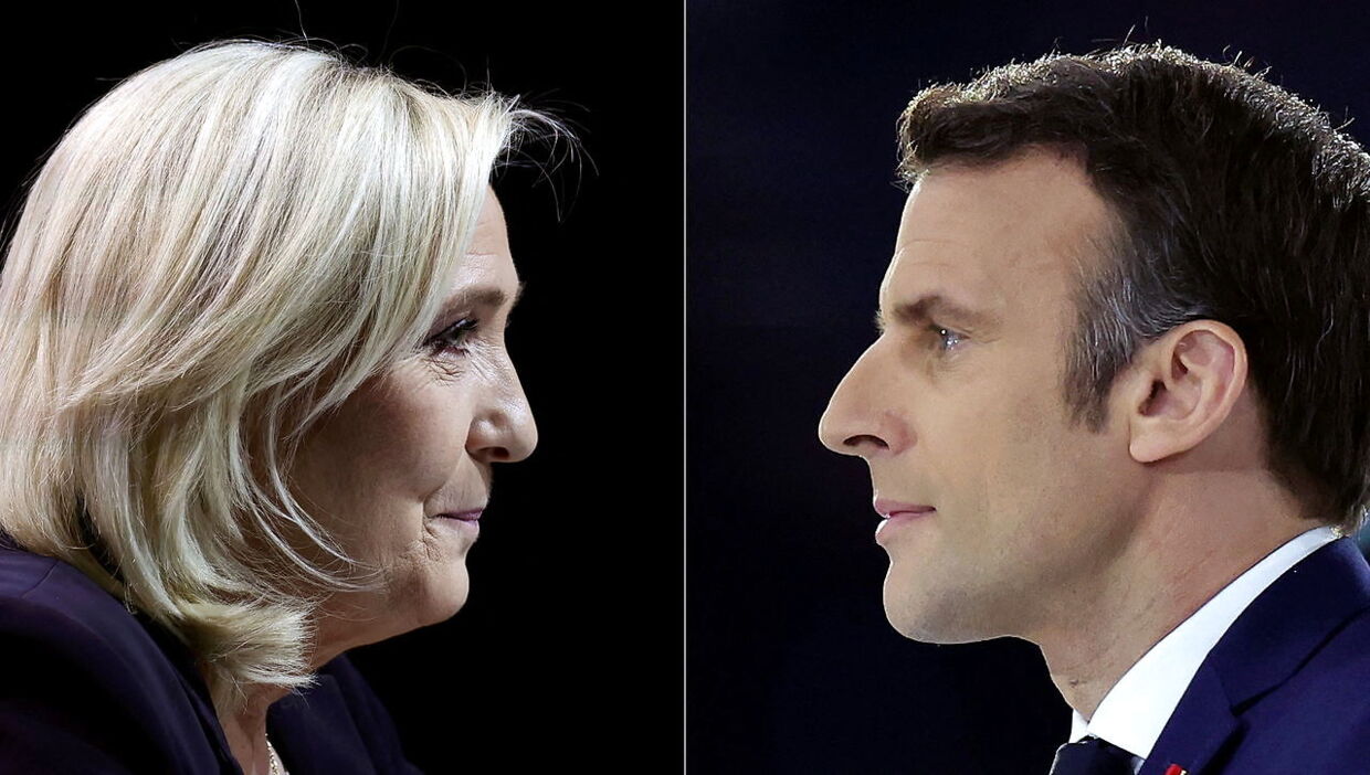 Præsident Macron fører i meningsmålingerne over Marine Le Pen. Men mange frygter et chokresultat ligesom Brexit.