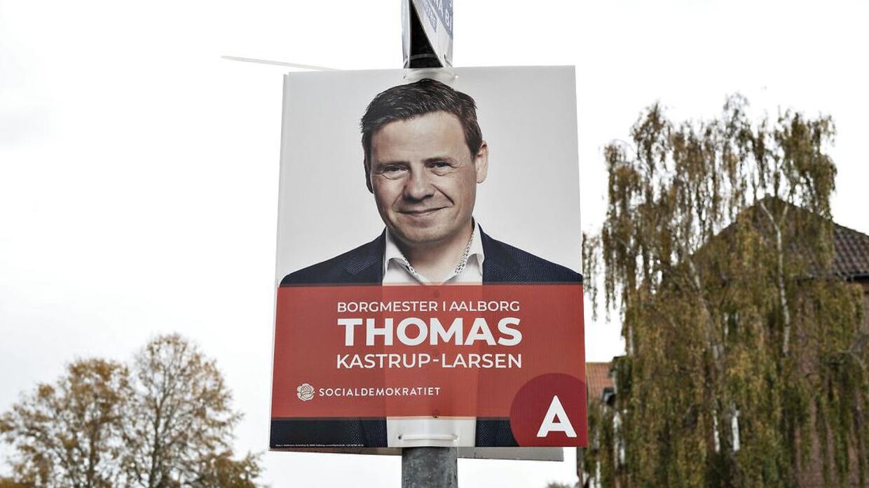 Valgplakat for borgmester Thomas Kastrup-Larsen (S). Borgmesterens seneste valgkampe har været støttet af Jesper Skovsgaard.