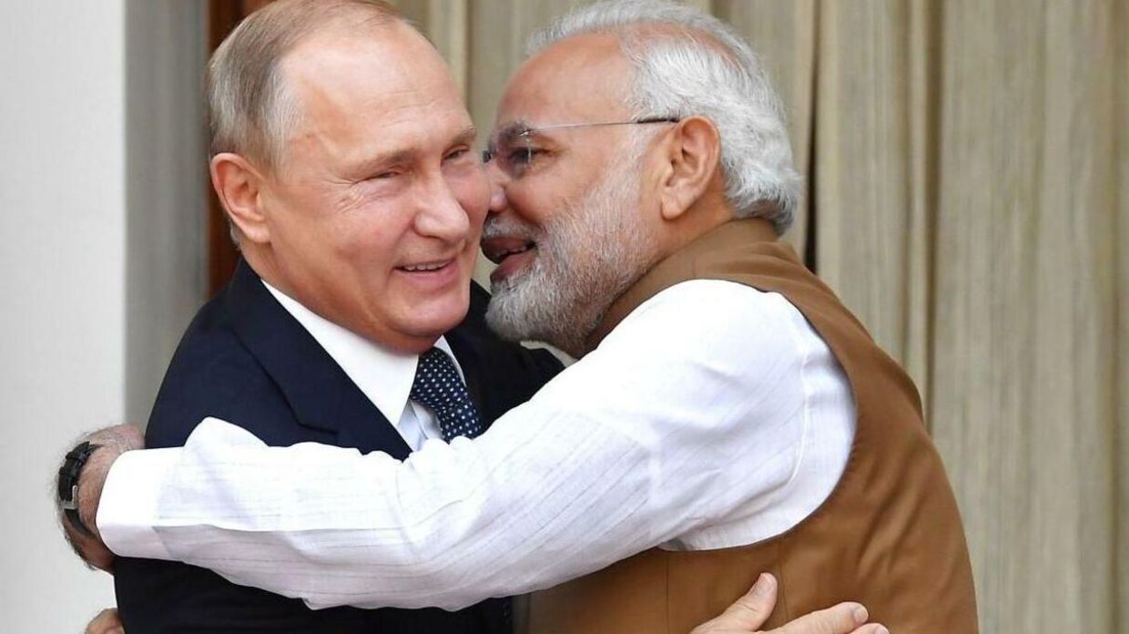 Indiens premierminister, Narendra Modi, sammen med Vladimir Putin i 2018. Foto: YURI KADOBNOV