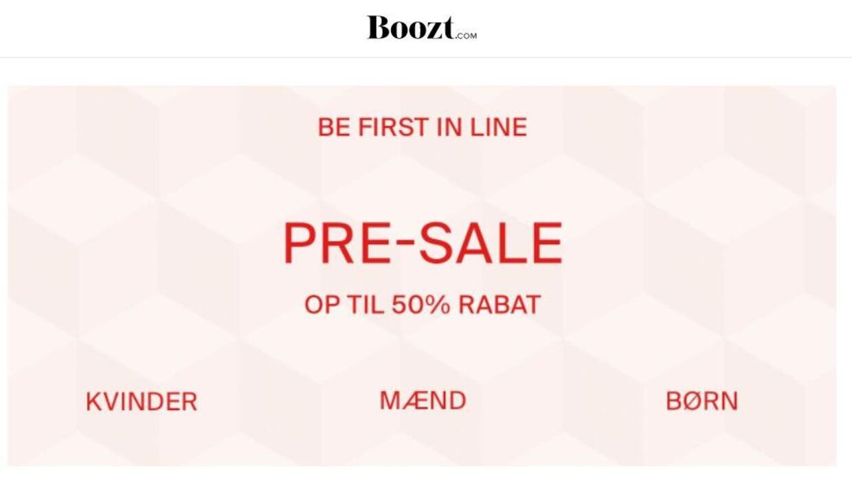 Sådan præsenterer Boozts danske hjemmeside sig.