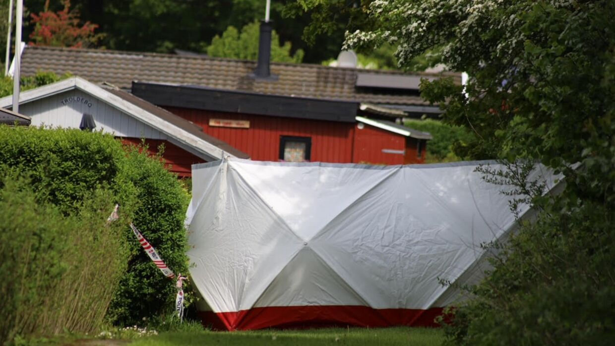 I forbindelse med efterforskningsarbejdet er et område ved Springbjerggyde i Vonsild afspærret. Foto: presse-fotos.dk