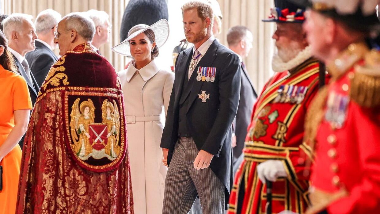 Britain's Prince Harry and Meghan, Duchess of Sussex, attend the National Service of Thanksgiving held at St Paul's Cathedral, during Britain's Queen Elizabeth's Platinum Jubilee celebrations, in London, Britain, June 3, 2022. Richard Pohle/Pool via REUTERS
