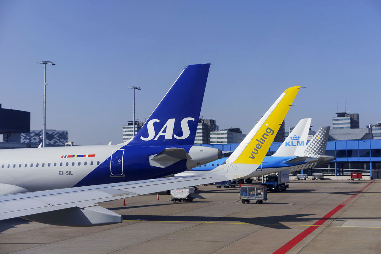 SAS fly i Amsterdam Airport Schiphol, fredag den 25. marts 2022.