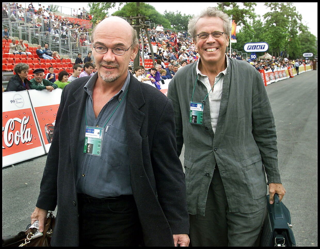 Jørgen Leth og Jørn Mader ved Tour de France-prologen i 1999.