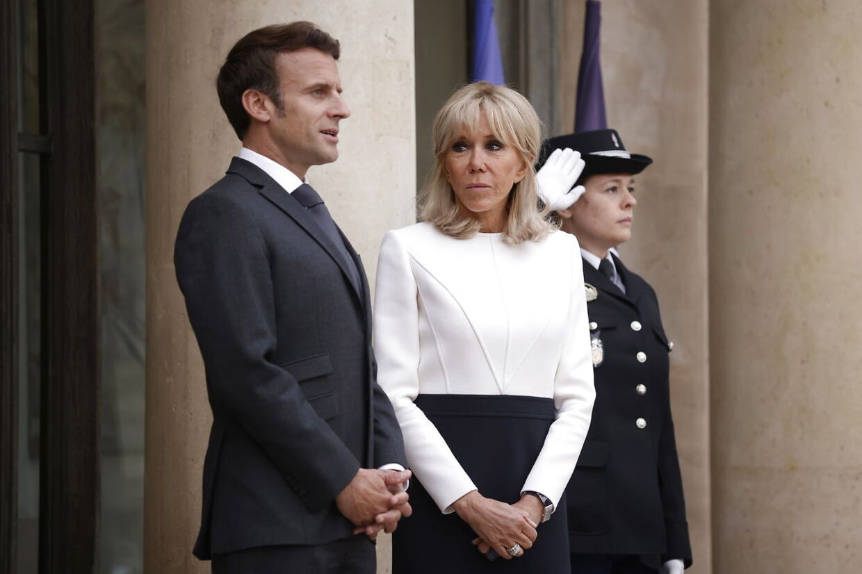 Arkivfoto af Emmanuel Macron og Brigitte Macron.