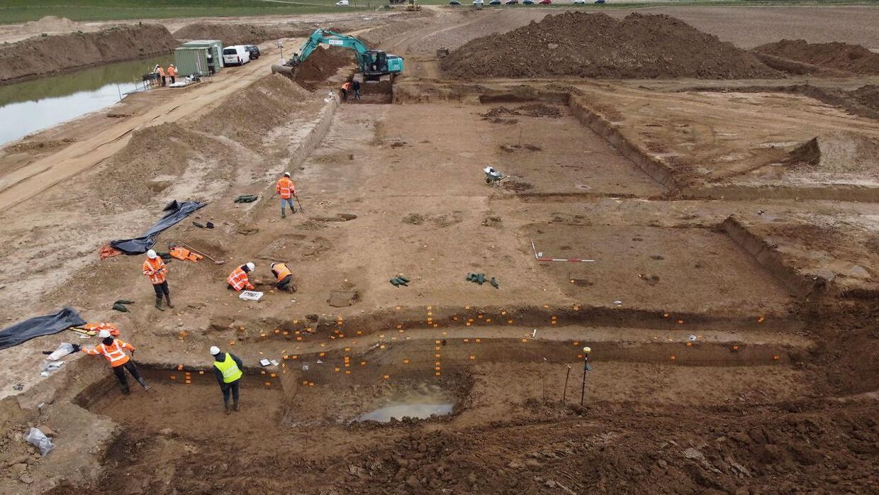 Persons work on a site where archaeologists discovered a Roman temple in Zevenaar, central-east Netherlands March 15, 2022. March 15, 2022. RAAP/Handout via REUTERS ATTENTION EDITORS - THIS IMAGE HAS BEEN SUPPLIED BY A THIRD PARTY. MANDATORY CREDIT.