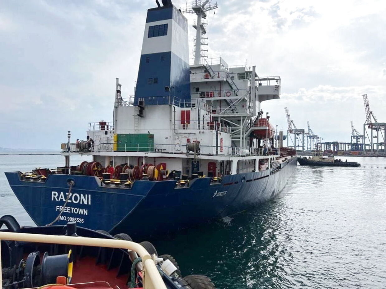 'Razoni' er bare det første af mange skibe, der venter på tilladelse til at sejle livsvigtig korn ud af Ukraine.